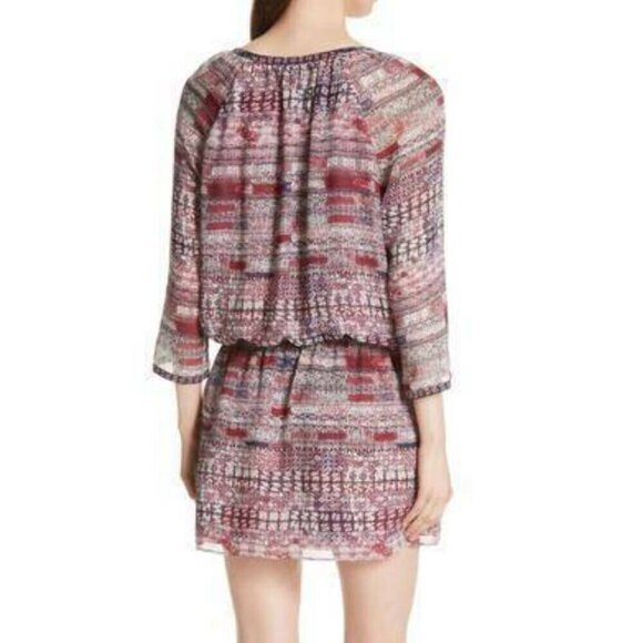 Joie Silk Mini Dress XS Pink V-Neck Georgette Blouson Relaxed Short Lightweight - Picture 2 of 10